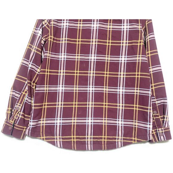 LL Bean Snap Buttons Shirt Men's Size Large Long Sleeve Red & White Plaid Lined - Picture 6 of 8